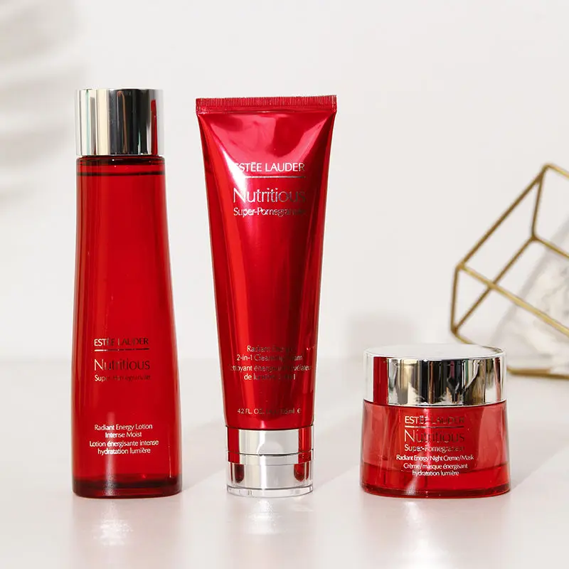 Фото Estee Lauder 3 шт. супер питательный гранатовый Сияющий энергетический набор Membersihkan пенопластовый лосьон ночной крем/Маска Детокс светящийся ухо... №3