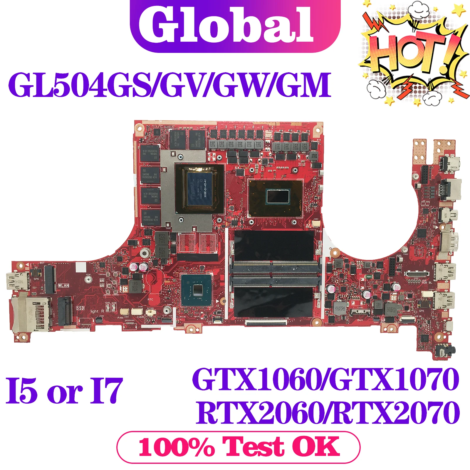 

KEFU GL504G Mainboard For ASUS GL504GS GL504GW GL504GV GL504GM S5C Laptop Motherboard W/i5 i7 GTX1060 GTX1070 RTX2070 RTX2060