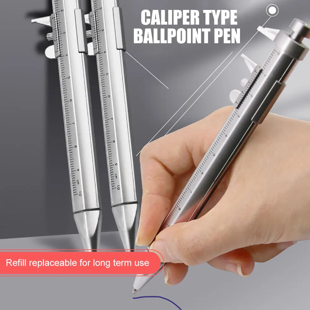 

Multifunction Caliper Pen Student Reading Gift Ruler 0-100 Vernier Caliper Roller Ball-Point 1.0mm Measuring Tools Stationery