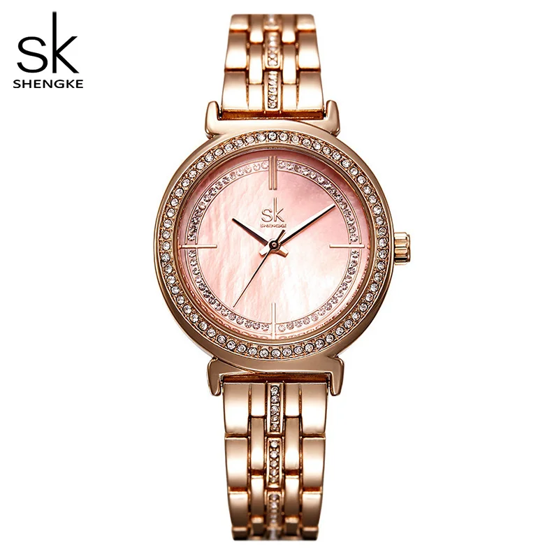 

Часы наручные K0092 женские кварцевые, модные роскошные с натуральной шваброй, цвет розовое золото, нержавеющая сталь