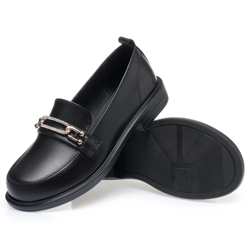 DIMANYU Loafer Shoes Women Genuine Leather 2023 New Plus Size 41 42 43 Slip-on Women Spring Shoes Shiny Non-slip Ladies Shoes