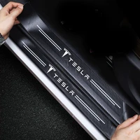 4ps interior carbon fiber threshold strip for tesla model 3 y s x 2017 accessories stickers on car maintainance protection film