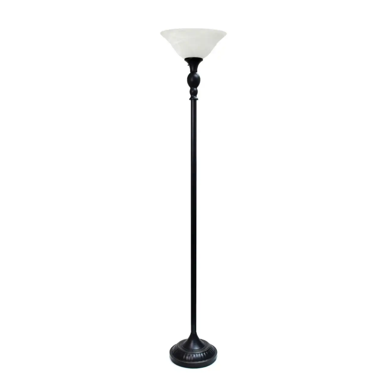 

HMTX Floor Lamp with Marbleized White Glass Shade, Restoration Bronze and White