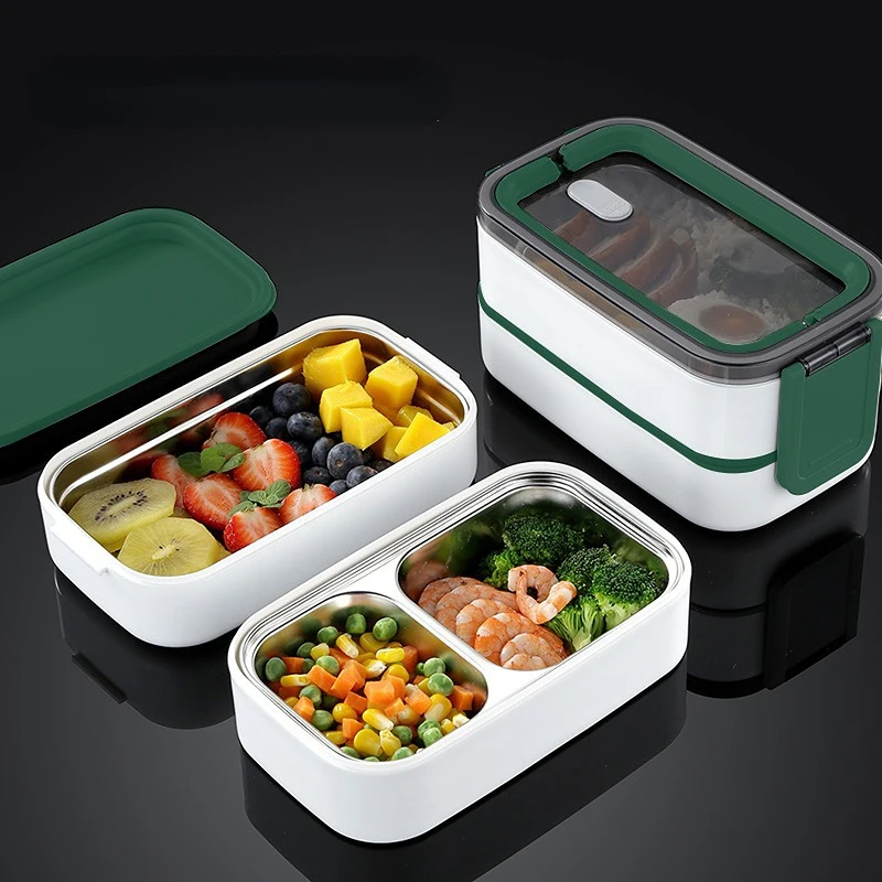 

Portable Lunch Box Microwave Safe Stainless Steel Bento Box With Compartments & Sauce Box Stackable Salad Fruit Food Container