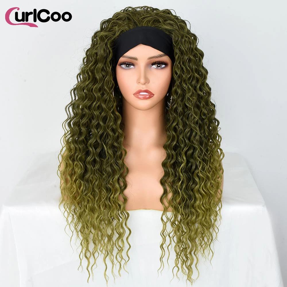 Women's Headband Wig Ombre Curly Synthetic Highlight Wigs Natural Wigs For Black Women Daily Party Cosplay Wig Heat Resistant
