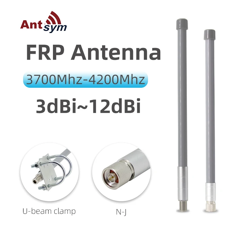 3700-4200 MHz Antenna Omni Directional Waterproof Fiberglass Outdoor Antenna for Wireless Communication of LoraWan Mesh Signal