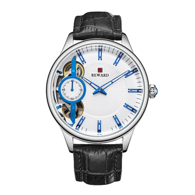 Полностью автоматические механические часы для мужчин в стиле ретро с кожаным
