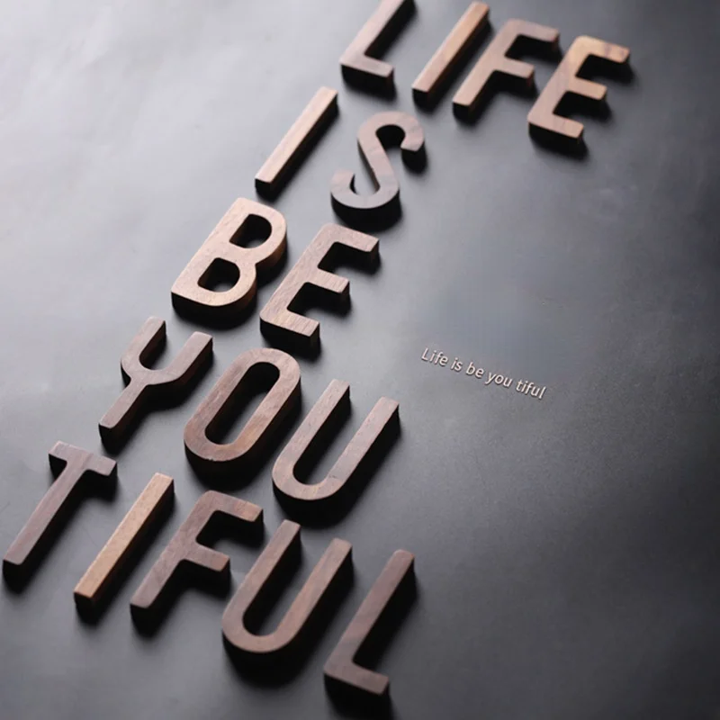 

DIY Letters Wood shooting props Home Furnishings Wall Decor Nordic Style Wall Stickers Black Walnut Monograms Creative