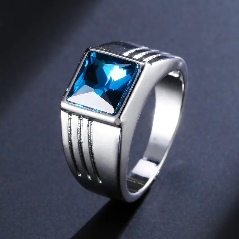 

Men's 925 Silver Vintage Sapphire Ring Wedding Engagement Birthday Gift Silver Jewelry Wholesale