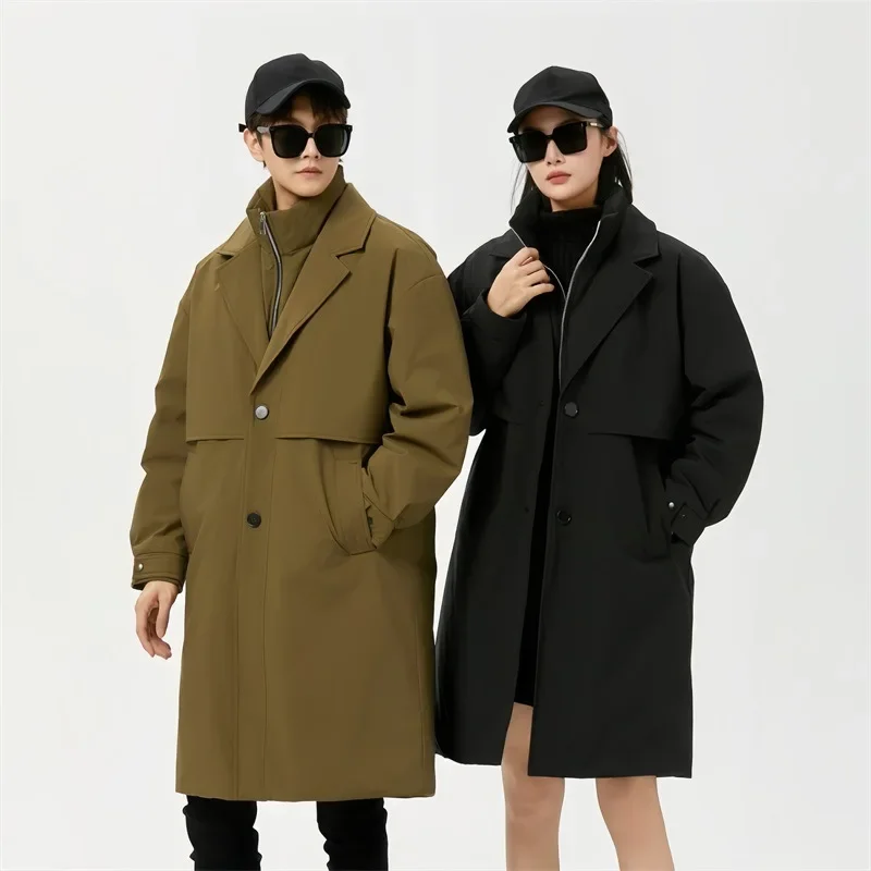 Мужская зимняя утепленная куртка на белом утином пуху средней длины разумный