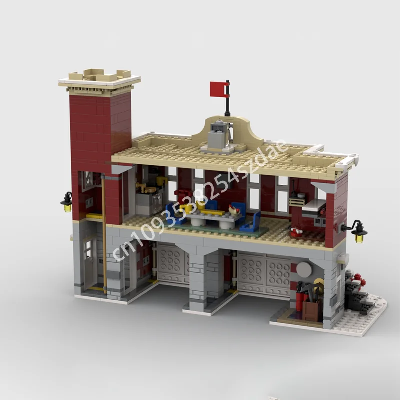 1134 шт. Moc, большая зимняя пожарная станция, архитектурная модель, строительные блоки, сделай сам, креативная сборка, кирпичи, детский праздничный подарок (art.: 3920cc8fcaaca) - 3920cc8fcaaca