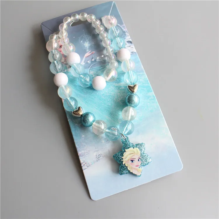 Disney cartoon princess children necklace bracelet ring set baby girl doll accessories hair rope frozen elsa anna toys | Игрушки и хобби