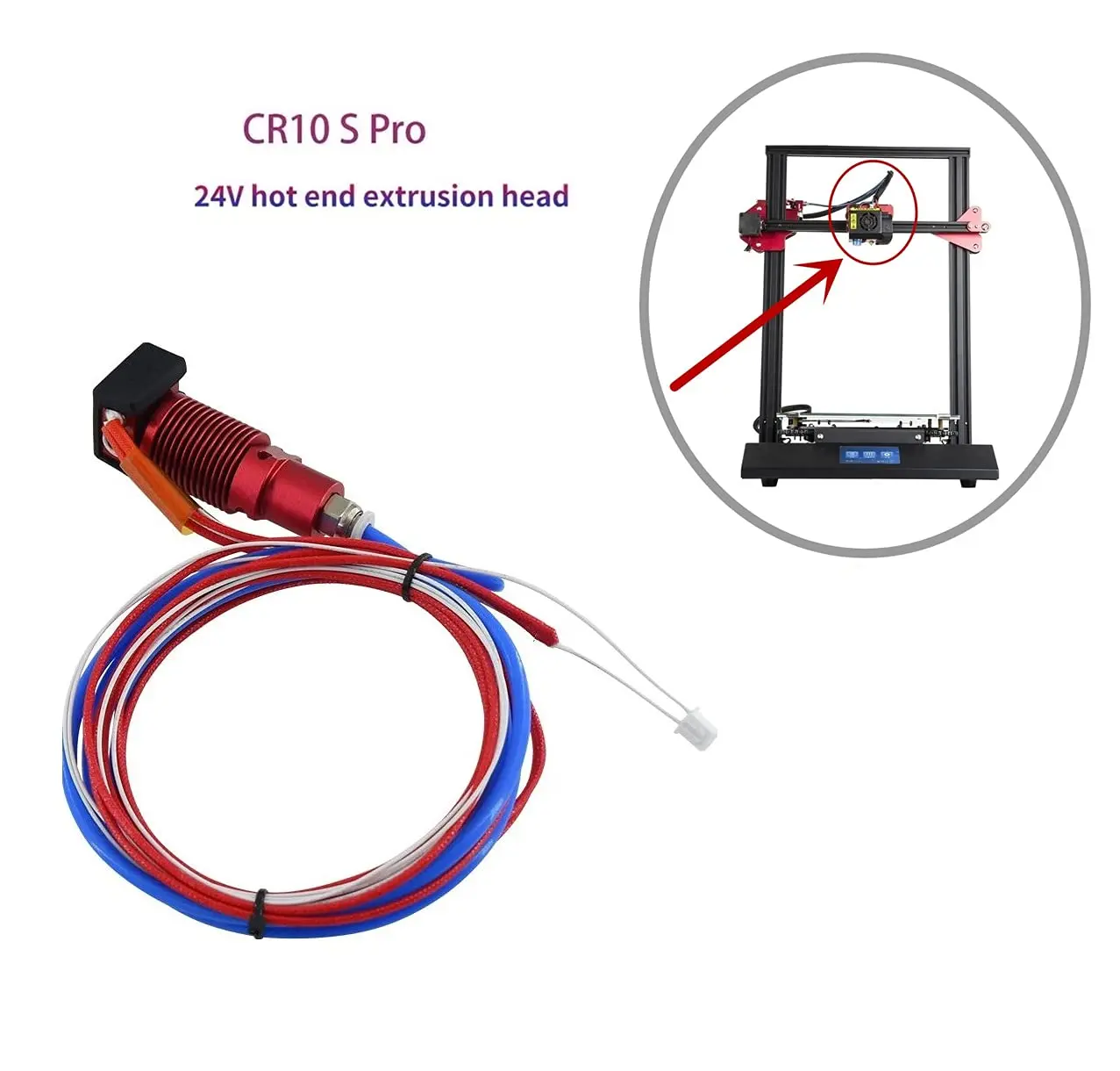 Комплект Creality CR-10S pro hotend с алюминиевым нагревательным блоком, сопло 0,4 мм, черная силиконовая втулка CR, подходит для нити 1,75 мм для CR-10 (art.: 3920d2cd2dd0d) - 3920d2cd2dd0d