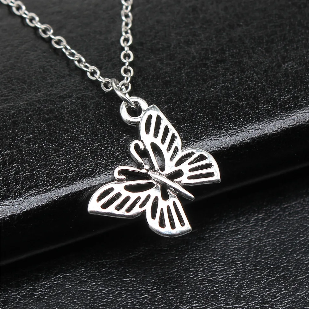 Прямая поставка ожерелья-бабочки в античном стиле серебряного цвета с