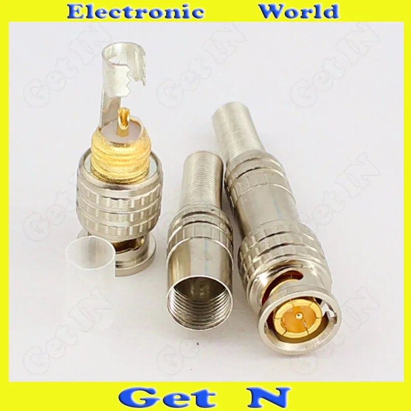 

200pcs 75Series Gilded Copper-Pin BNC/Q9 Video Connector Weld-On Video Connector for CCTV System with Copper Pins