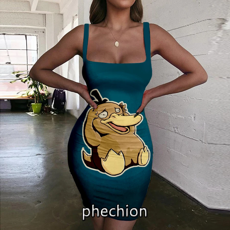 

phechion Pokemon Cartoon Anime 3D Print Dress Women Halter Sleeveless Fashion Ladies Dresses Novel Sexy Womens Clothing G65
