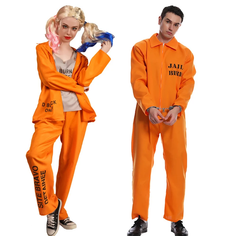 

Американский заключенный, искусственные топы, брюки, мужской комбинезон для взрослых, оранжевый тюремный костюм