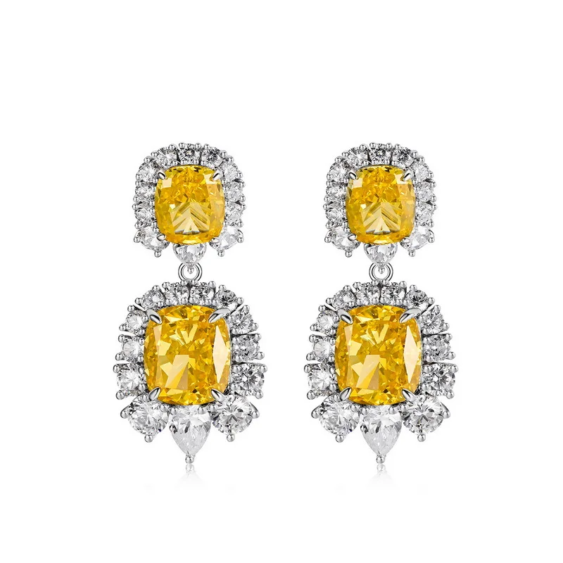 

ELSIEUNEE Luxury 925 пробы Серебряное цитриновое искусственная фотография