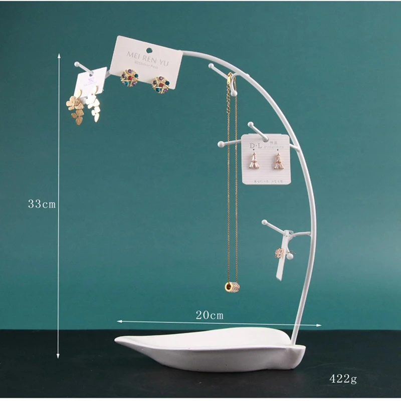 

Jewelry Organizer And Necklace Holder With Built-In Dish For Rings, Earrings, And Bracelets