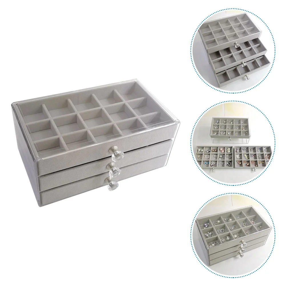 Jewelry Storage Box Organizer Acrylic Case Display Makeup Trayholder Earringring Clear Showcase Bracelet Multi Divider