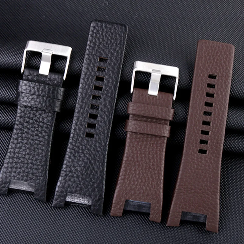 Watch strap waterproof and sweat proof suitable for Diesel strap notch leather DZ4246 DZ1273 DZ1216 large dial chain men's 32mm