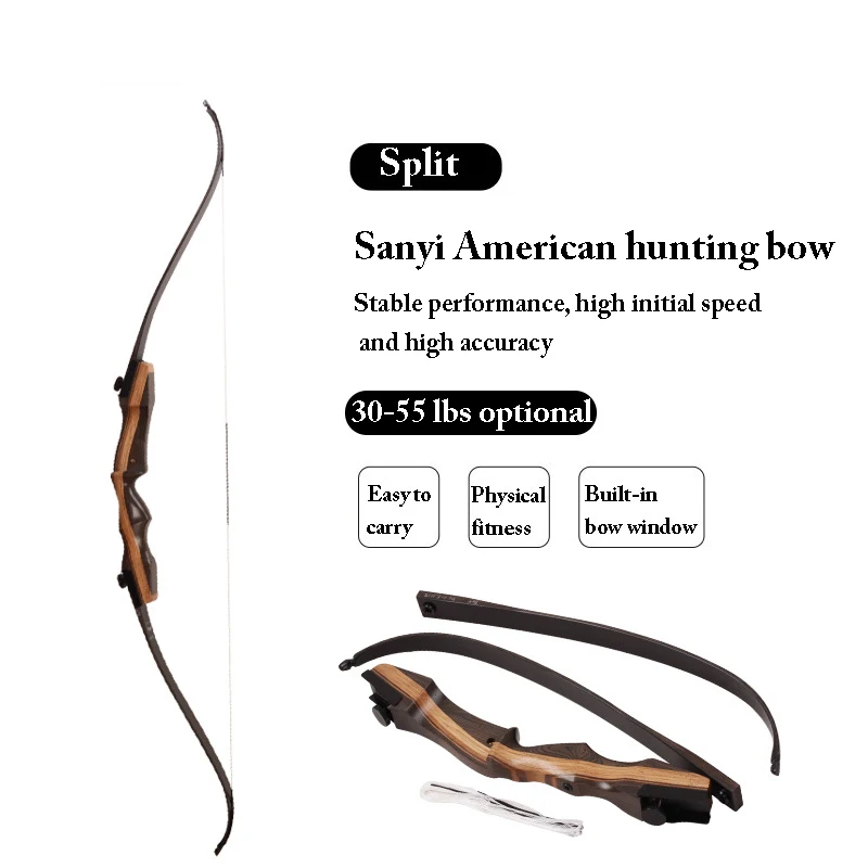 

30--55Lbs Split American Hunting Recurve Bow Competitive Recurve Bow Newcomer Practice Suit Hunting Shooting Training Bow