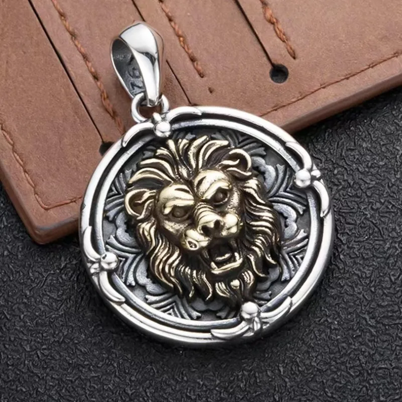 

Vintage accessories domineering personality Lion King pendant necklace, fashion jewelry Thai silver animal tide men chain