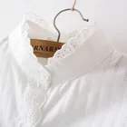 Кружевная белая рубашка женская с длинным рукавом, 100% хлопок, приталенная мягкая Блузка с оборками, топы 0,15 кг, весна-лето