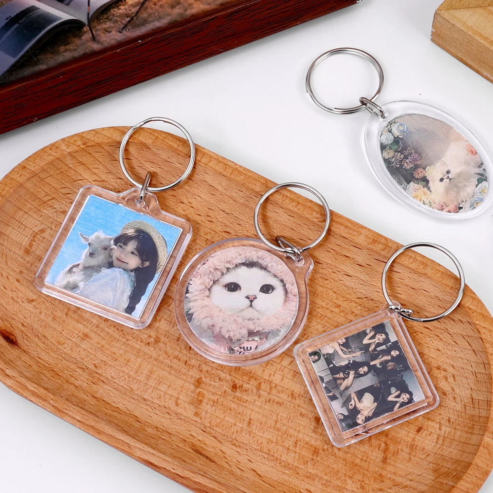 1/3/5pcs Acrylic Photo Frame Keychain Snap-In Custom Insert Photo Acrylic Blank Keyring Clear Blank Picture Keyring for DIY