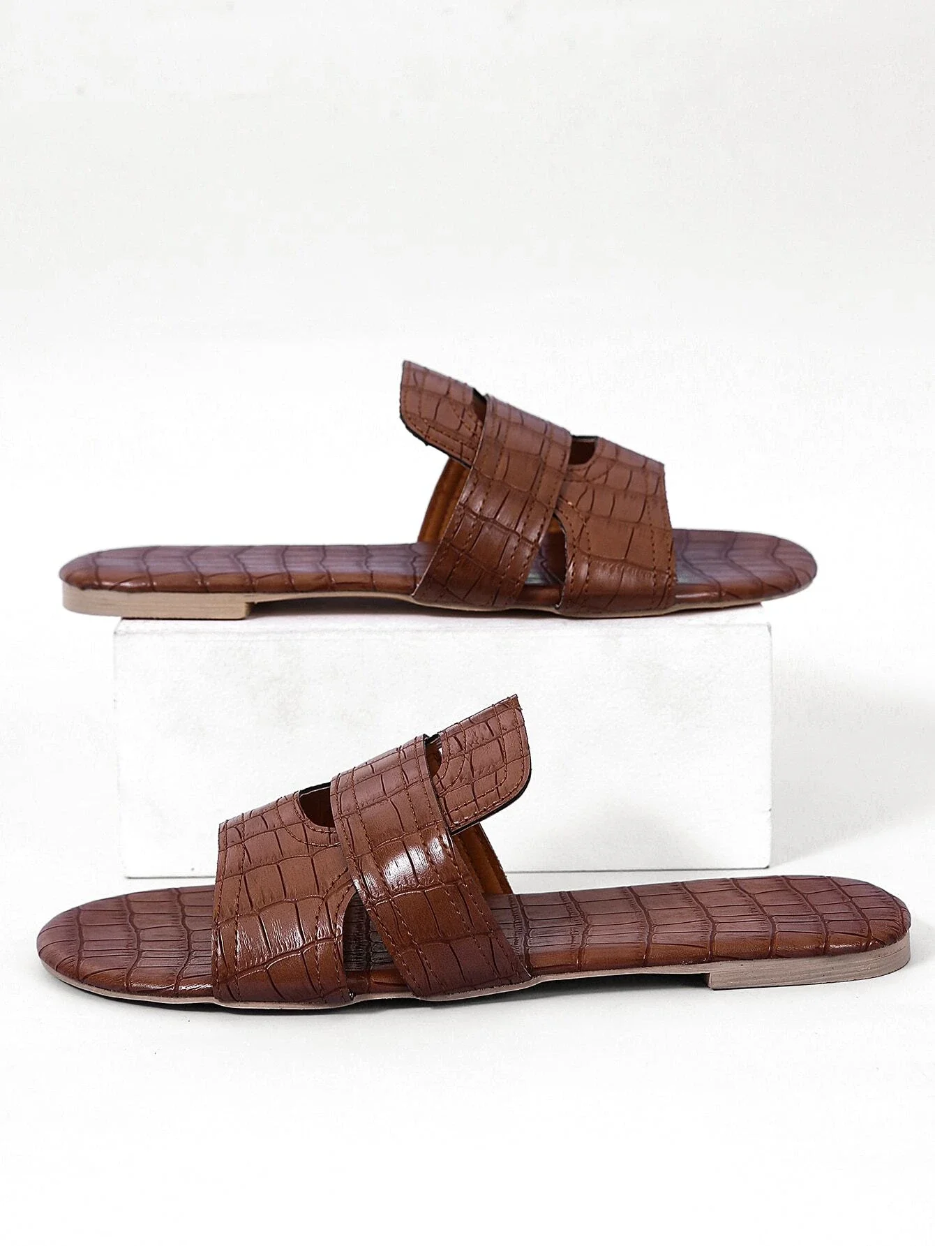 

Embossed Slide Sandals