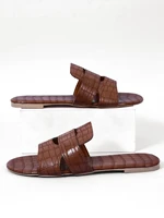 embossed slide sandals