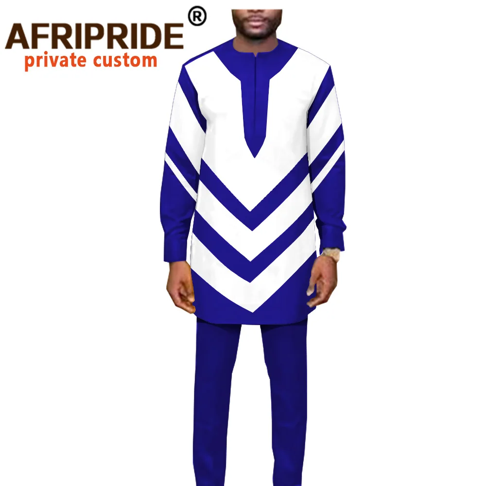 African Clothing Set for Men Full Sleeve Shirt with Trousers African Style Dashiki Clothes Ankara Suit Street Wear A2016040