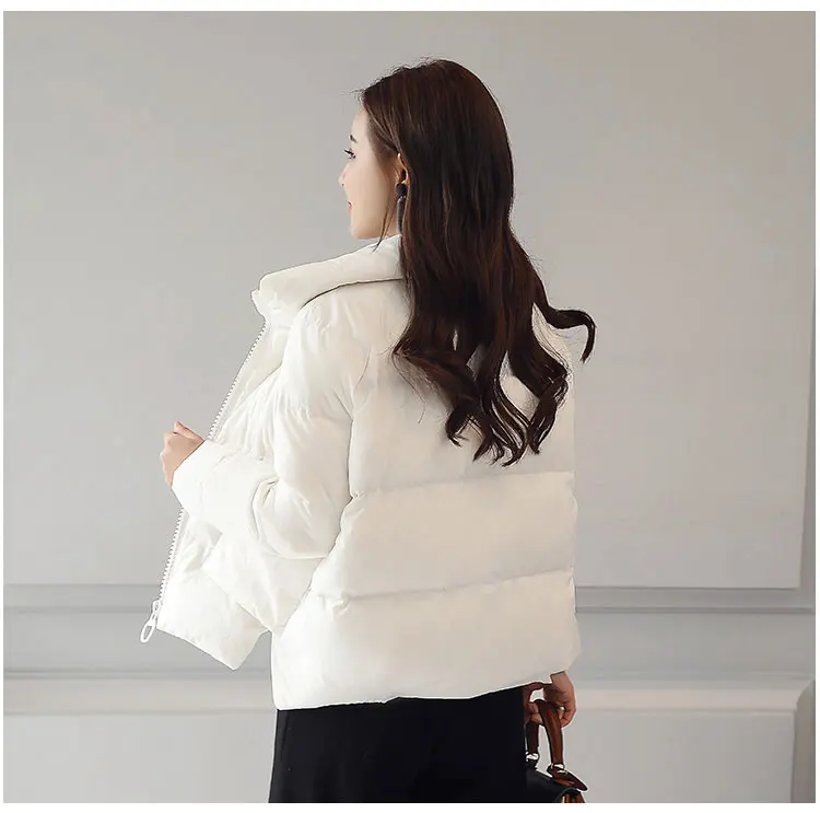2023 Winter Jacket Women White Black Manteau Femme Warm Thick Solid Short Style Cotton padded Parka Women Coat