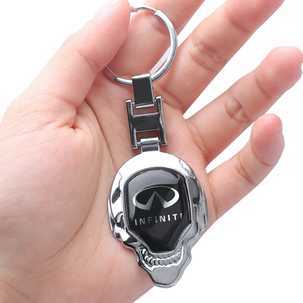 

Metal Luxury Car Keychain Skull Key Rings Key Holder Auto Accessories For Infiniti q50 g37 g35 qx70 qx60 q30 fx35 q70 fx37 qx60