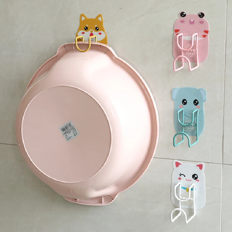 

1 Pc Creative Cartoon Animal Household Hook Punch-free Kitchen Bathroom Wall-mounted Storage Rack Multifunc Wall Hanging Hooks