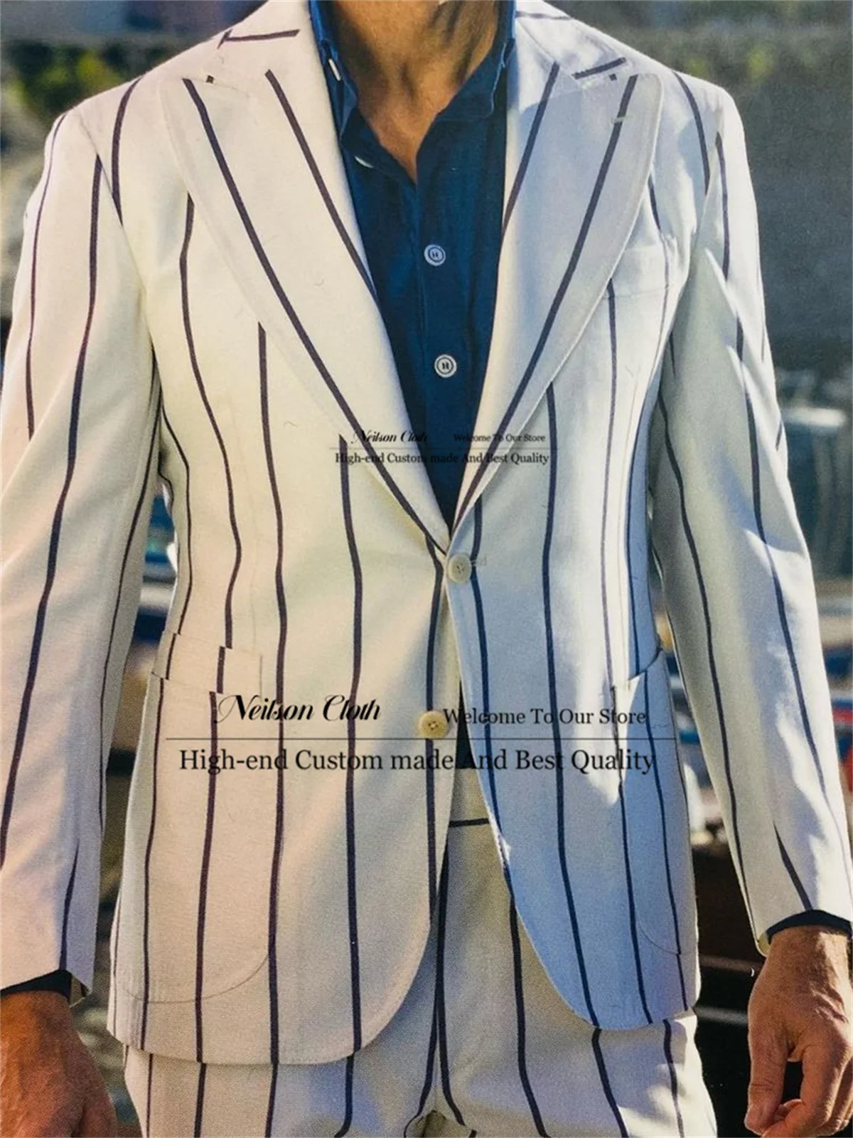 

Модные мужские костюмы в белую полоску, с заостренным лацканом, мужские комплекты из 2 предметов, мужские тонкие костюмы