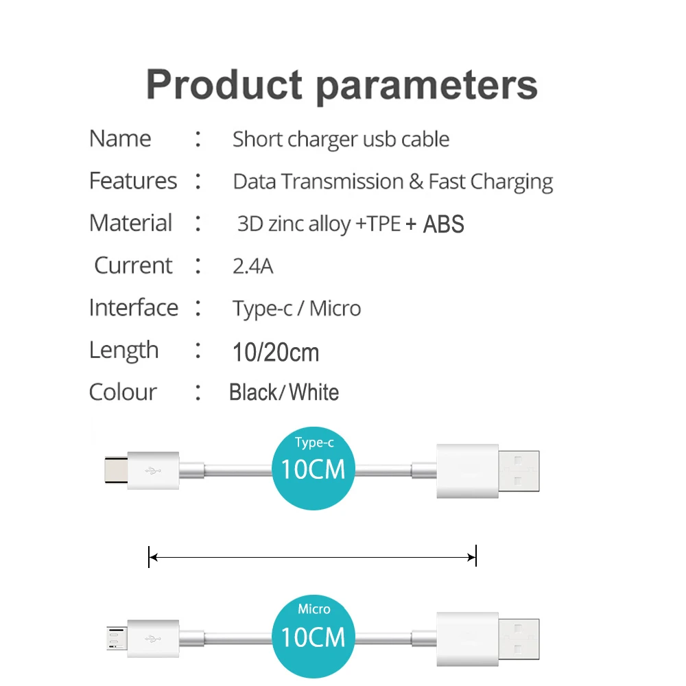 Type C Micro USB Cable 10/20cm Short Fast Charging For Samsung Xiaomi Huawei Android Phone Sync Data Cord USB Adapter Wire images - 6