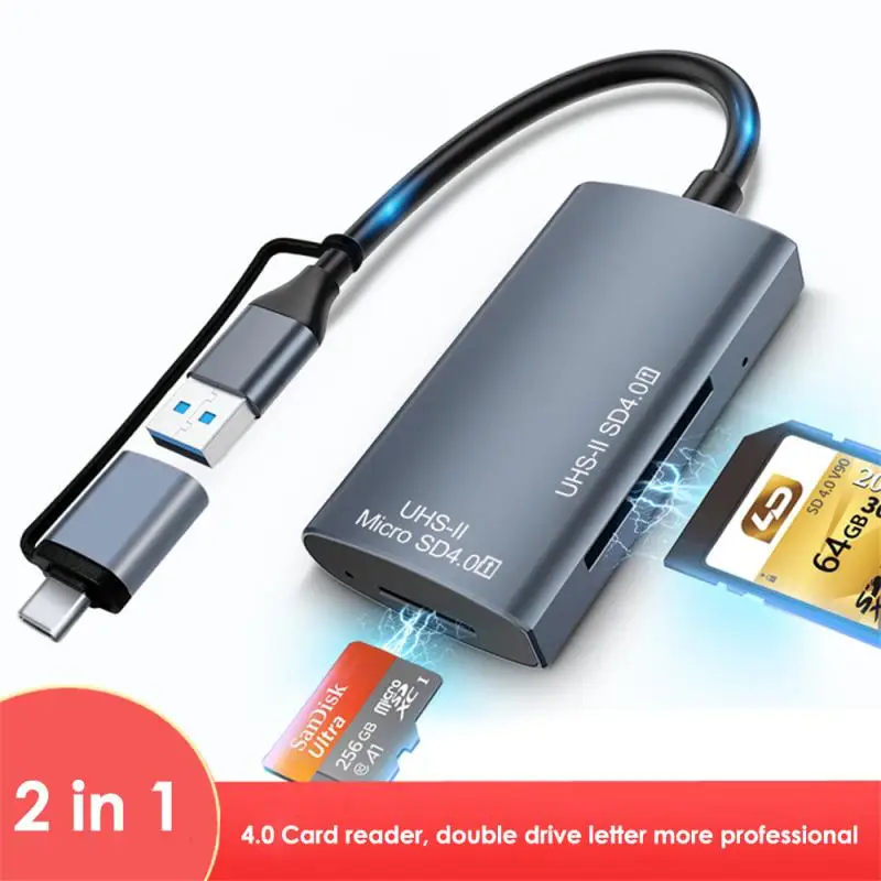 

2 In 1 USB/Type-C Card Reader USB 3.0 SD TF OTG Durable Smart Memory Card Adapter For Laptop Mini Size USB 3.0 SD Card Reader