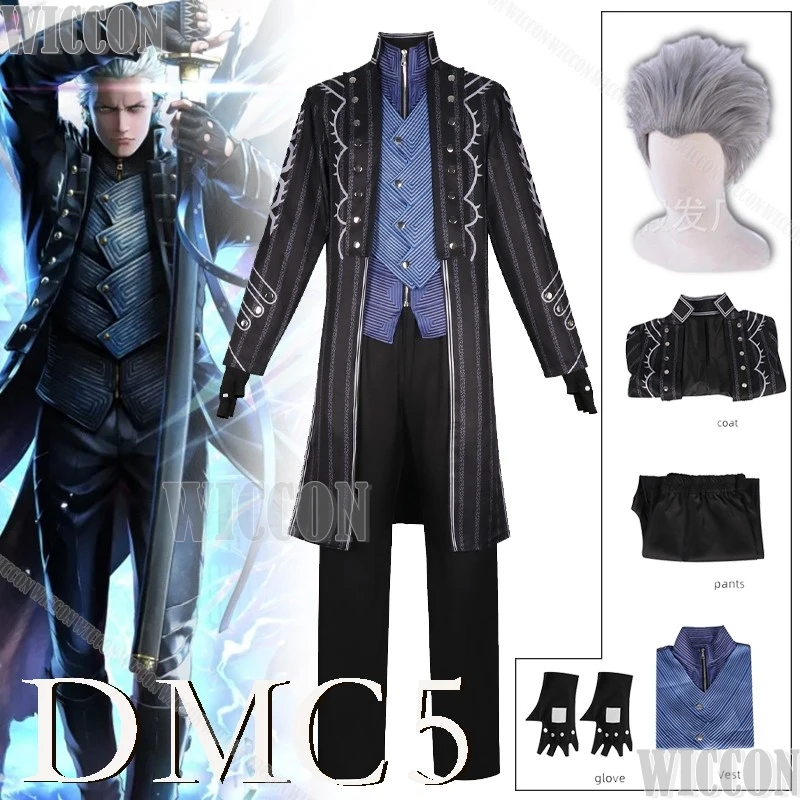 Фото DMC5 Devil Hunter May Cry Vergil Косплей Костюм Нело Анжело Тренч Хэллоуин Игра Аниме Униформа Хэллоуин Карнавал Comic Con №1