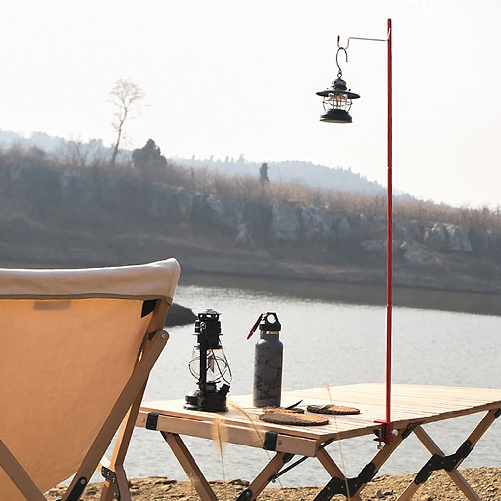 

Camping Lamp Post Pole Aluminum Alloy Folding Light Adjustable Holder Kit Travel Picnic Fishing Accessories Red Double Head