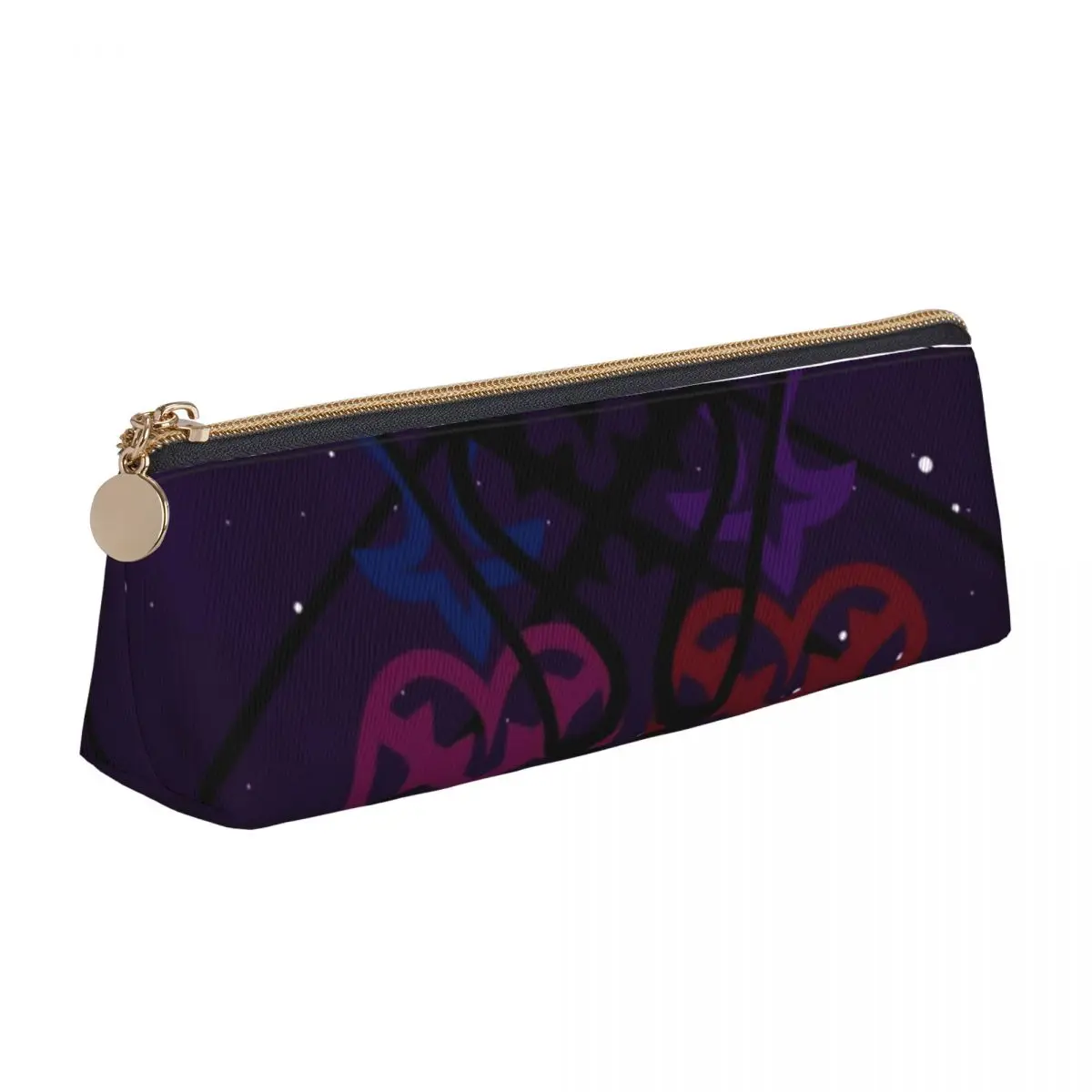 

Kingdom Hearts Heartless Leather Pencil Case Space Knottage Elementary School Teens Pencil Box Kawaii Large Triangle Pen Bags