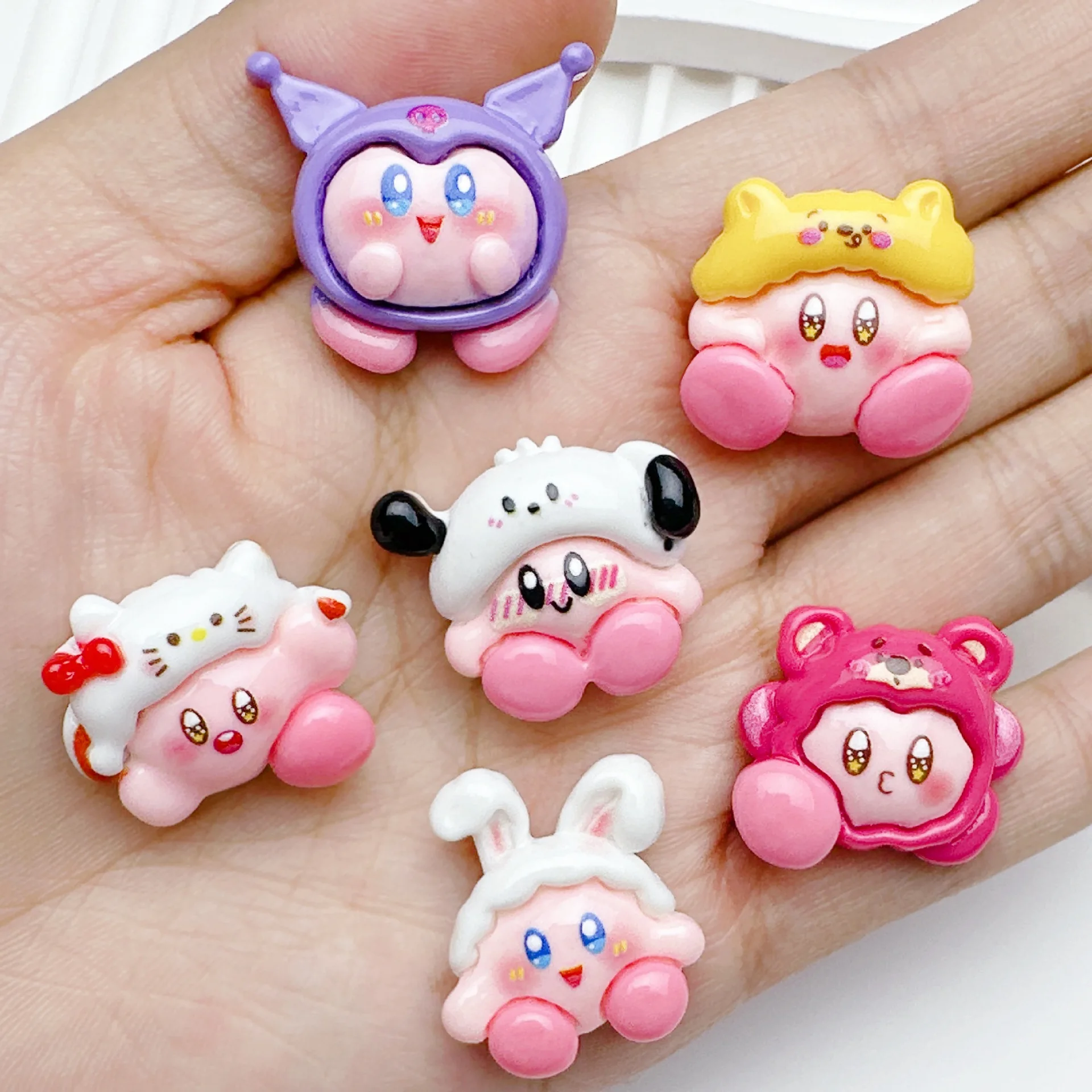 

10 Pcs New Mini Kawaii Cartoon Powder Face Animal Resin DIY Fashion Jewellery Party Phone Case Hairpin Accessories B72