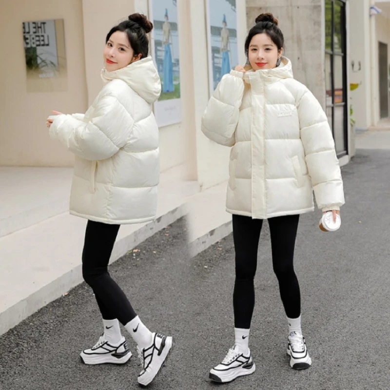 2022 Korean Fashion Winter Parkas Jacket for Women Hooded Solid Parka Office Casual Lady Coat Female Winter Warm Padded Overcoat