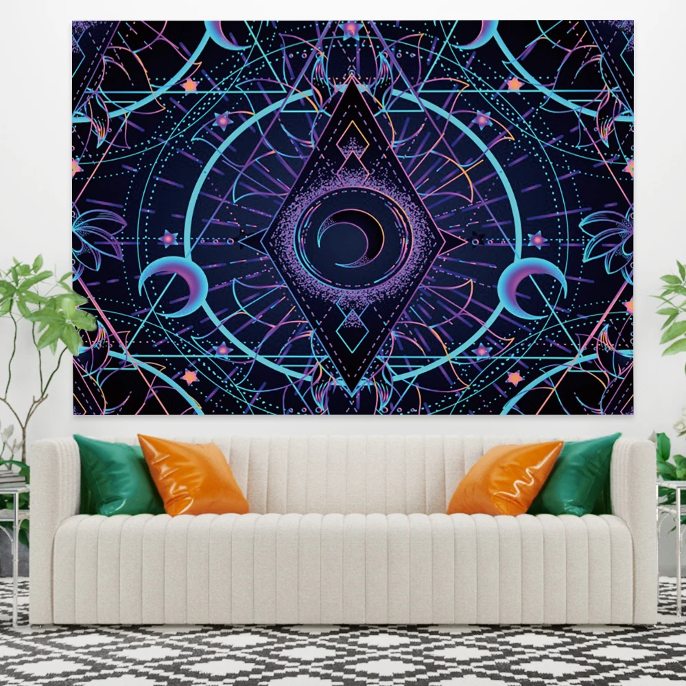 Гобелен с мотивом моли черные гобелены в стиле Триппи Луной настенные мандалой