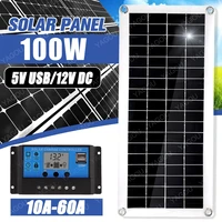 100w solar panel 12v solar cell 10a 60a controller solar plate kit for phone rv car mp3 pad charger outdoor battery supply
