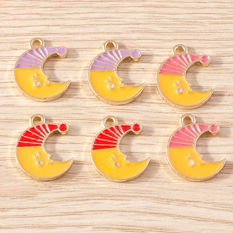 

10pcs 13x17mm Lovely Enamel Moon Charms for Drop Earrings Pendants Necklaces DIY Handmade Bracelets Jewelry Making Accessories