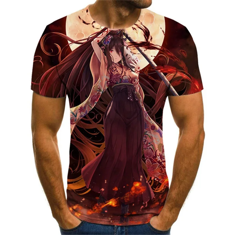 

2022 Summer Fashion Men's T-Shirt Japanese anime Harajuku Short Sleeve 3D Print Street Men/Boys O-Neck T-shirt Top