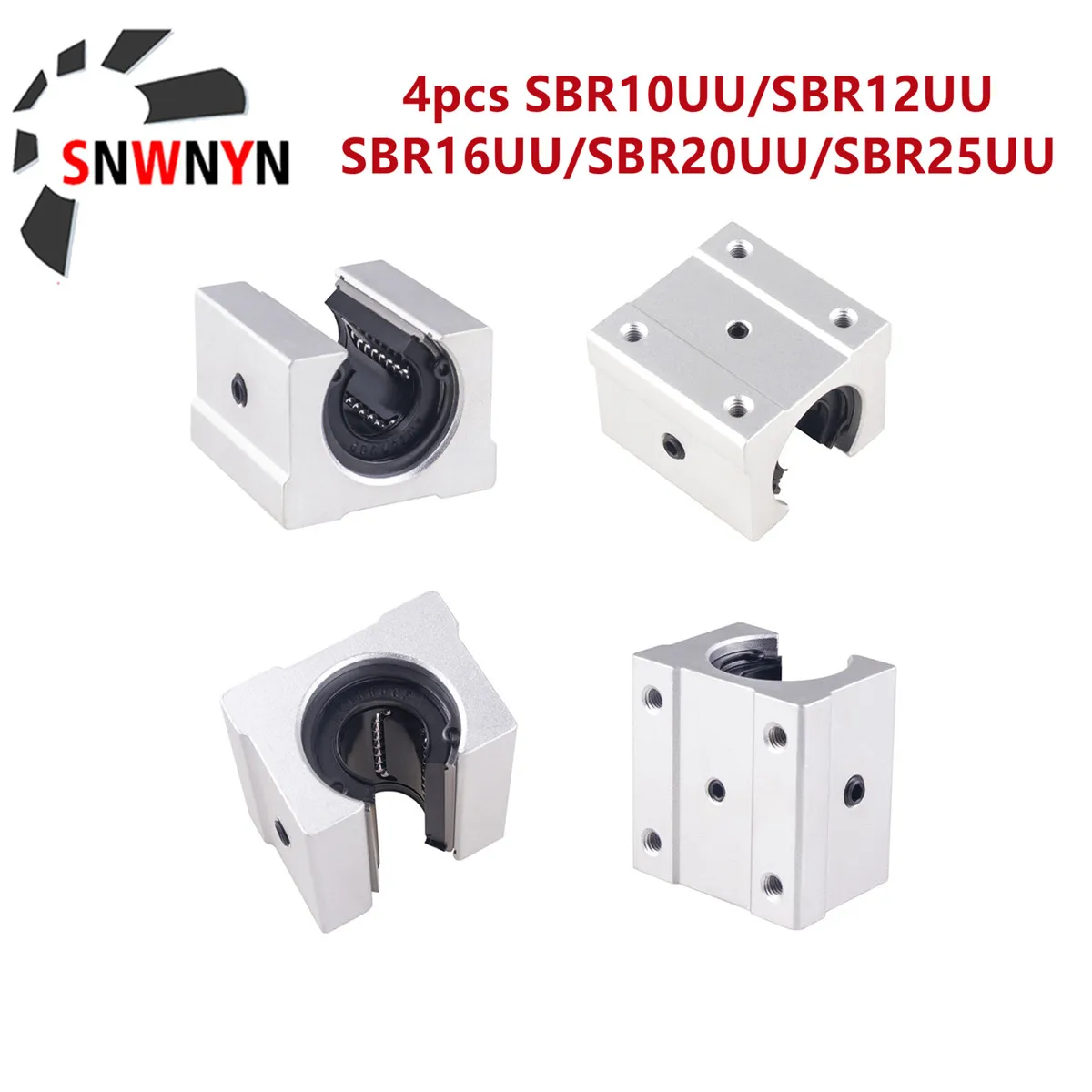 

SBR16 4pcs/Lot SBR16UU SBR10UU SBR12UU SBR20UU SBR25UU 16mm Linear Ball Bearing Block Open Type CNC Router SBR Linear Guide 3D