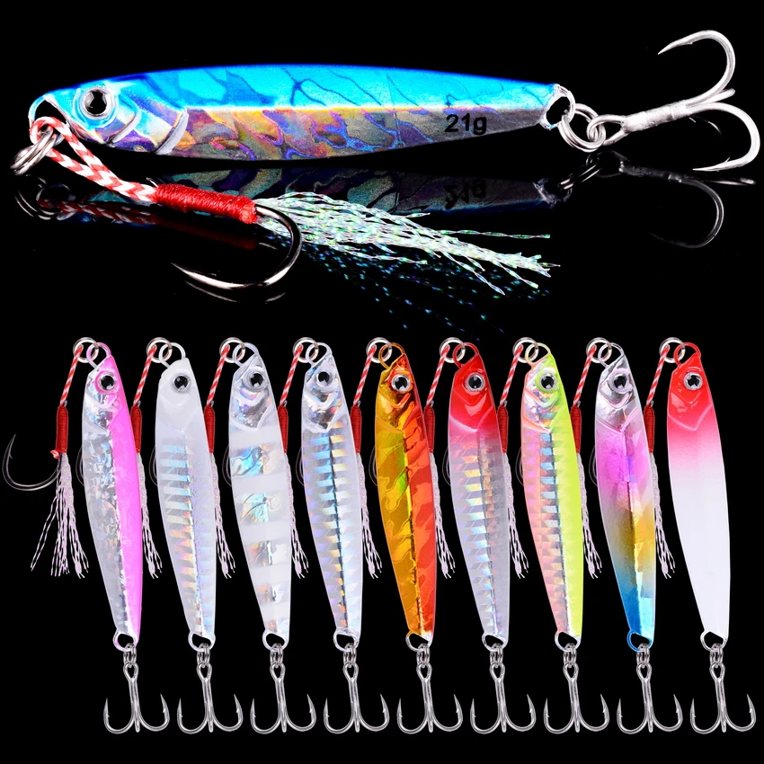 

10Pcs Super Quatity Metal Casting Jig 7g-10g-14g-17g-21g-28g Shore Drag Cast Jigging Spoon Fishing Lure Artificial Bait Tackle