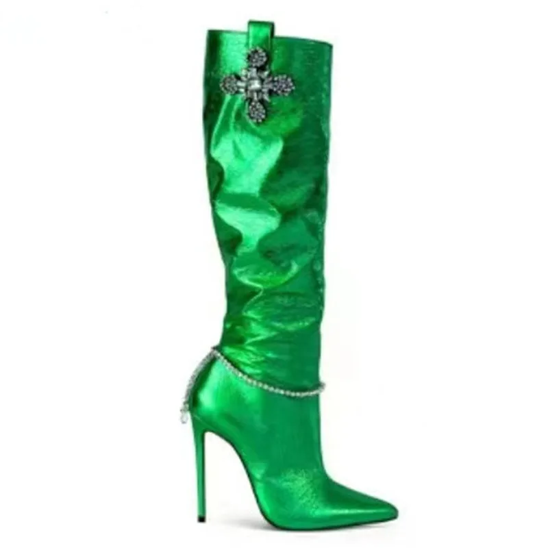 

Женские сапоги на шпильке, с острым носком, на молнии